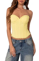 EDIKTED Deirdre Mesh Corset Top Yellow at Nordstrom,