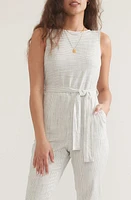 Marine Layer Eloise Stripe Belted Sleeveless Jumpsuit White And Navy at Nordstrom,