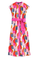 Boden Amanda Geo Print Cotton Midi Shirtdress in Festival Pink Geometric Swirl at Nordstrom, Size 4