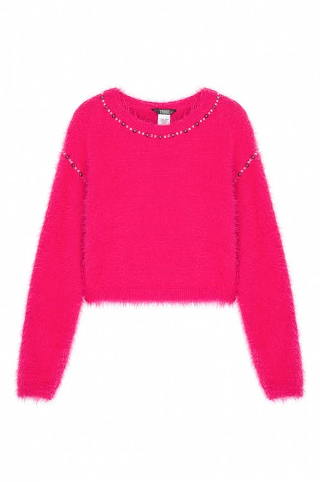 Truce Kids' Embellished Sweater in Dark Pink at Nordstrom, Size 16