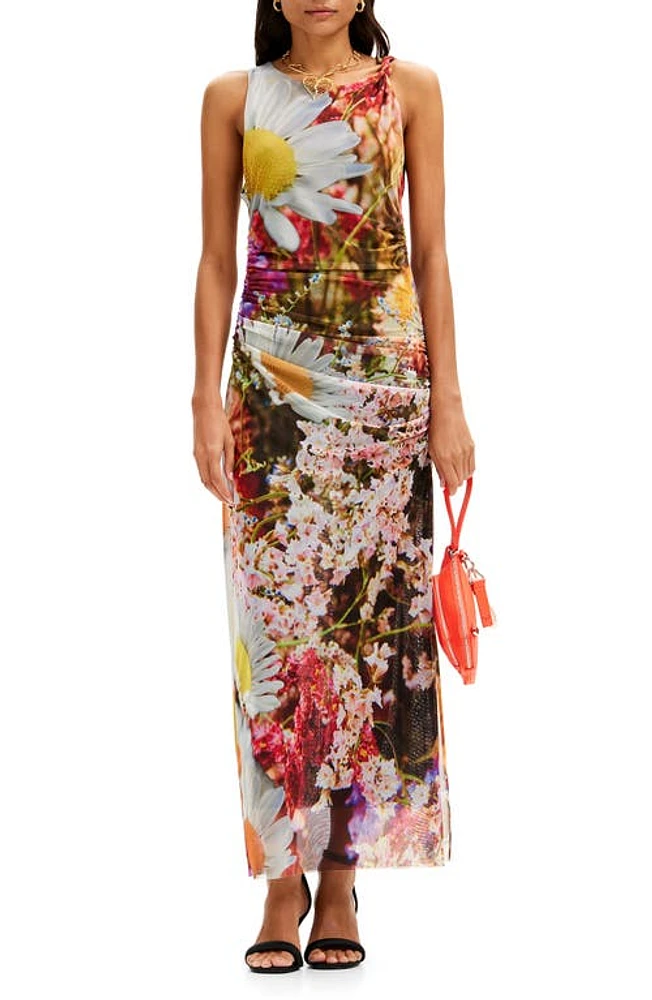 Desigual Marigold Floral Ruched Tank Dress Mix at Nordstrom,