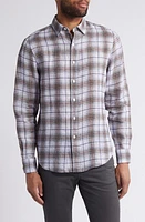 Bugatchi Karl Linen Button-Up Shirt Dusty Blue at Nordstrom,