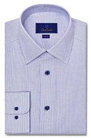 David Donahue Slim Fit Microcheck Dress Shirt White/Blue at Nordstrom,