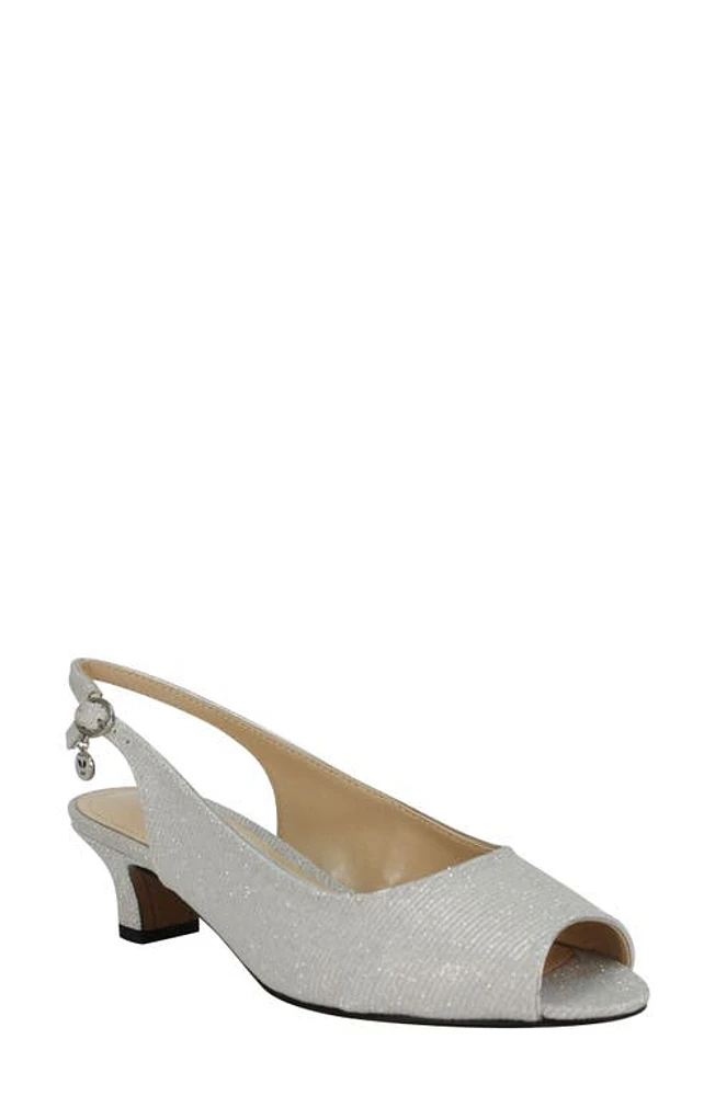 J. Reneé Jenvey Slingback Sandal Silver Fabric at Nordstrom,