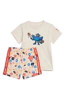 adidas Floral Cotton Graphic T-Shirt & Shorts Set Wonder White at Nordstrom,