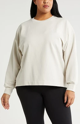 zella Swoop Stretch Cotton Sweatshirt Grey Moonbeam at Nordstrom,