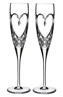 Waterford True Love Set of 2 Lead Crystal Champagne Flutes in Clear at Nordstrom