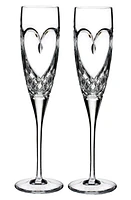 Waterford True Love Set of 2 Lead Crystal Champagne Flutes in Clear at Nordstrom