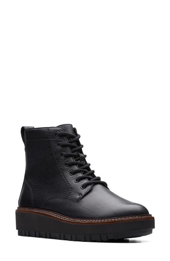 Clarks(r) Orianna Lace-Up Boot Black Leather at Nordstrom,