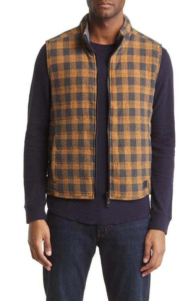 Stone Rose Plaid Quilted Vest Camel at Nordstrom,