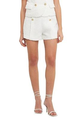 Endless Rose Double Button Tweed Shorts White at Nordstrom,