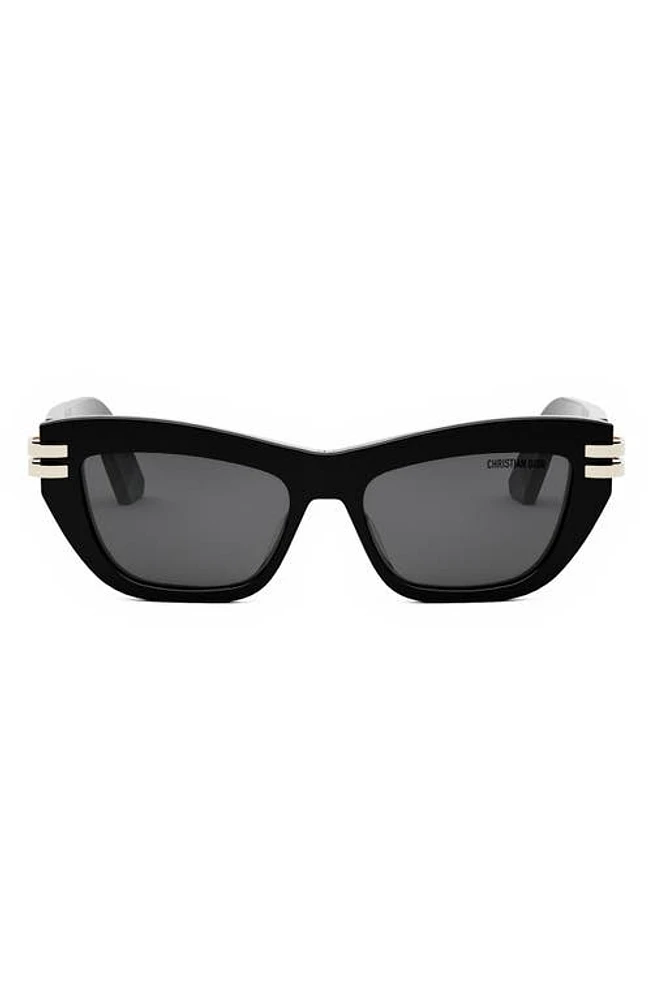 CDIOR B1U 50mm Butterfly Sunglasses in Shiny Black /Smoke at Nordstrom