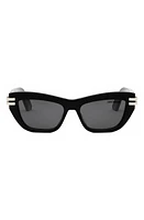 CDIOR B1U 50mm Butterfly Sunglasses in Shiny Black /Smoke at Nordstrom