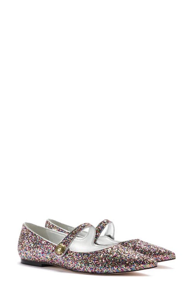 Larroudé Caroline Glitter Pointed Toe Mary Jane Flat at Nordstrom,