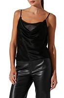 ASTR the Label Layered Cowl Neck Corset Satin Camisole in Black at Nordstrom, Size X-Small