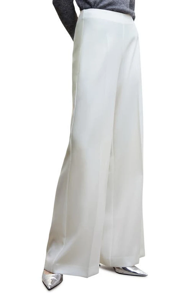 MANGO High Waist Palazzo Pants Ecru at Nordstrom,