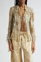 Acne Studios Satty Midsummer Floral Semisheer Cotton & Silk Top Light Beige at Nordstrom, Us