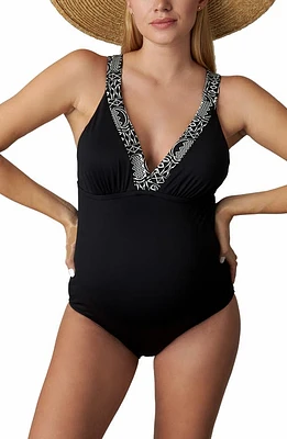 Pez D'Or One-Piece Maternity Swimsuit in Black at Nordstrom, Size Large