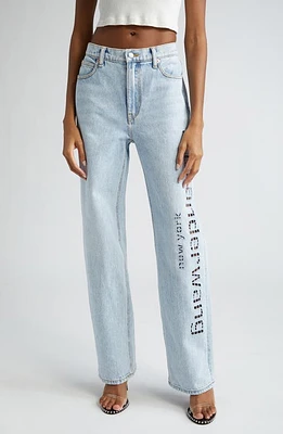 Alexander Wang EZ Slouch Cutout Logo Jeans Bleach at Nordstrom,