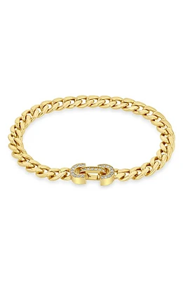 Zoë Chicco Vintage Pavé Diamond Horsebit Link Large Curb Chain Bracelet in 14K Yellow Gold at Nordstrom, Size 6.5