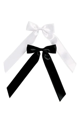 BP. 2-Pack Satin Bow Hair Clips in White- Black at Nordstrom