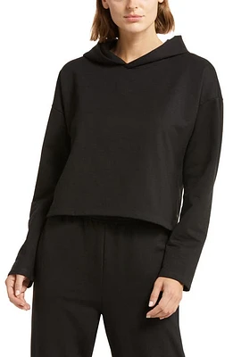 zella Weekend Boxy Crop Hoodie in Black at Nordstrom, Size Large