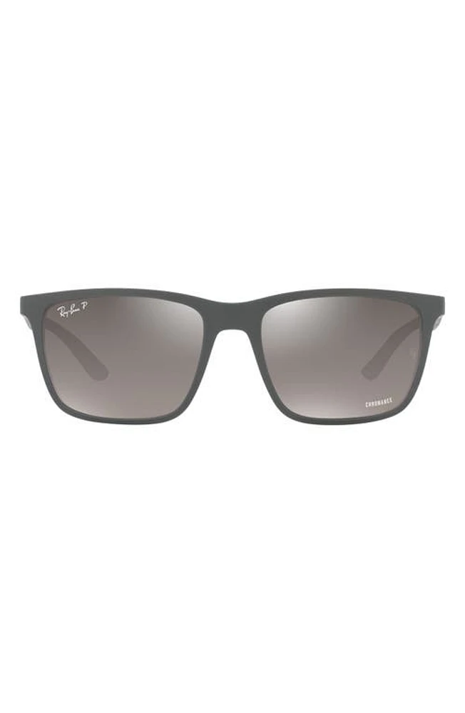 Ray-Ban 58mm Mirrored Polarized Rectangular Sunglasses in Matte Grey at Nordstrom