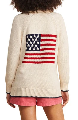 vineyard vines Flag Intarsia Shawl Collar Merino Wool & Cotton Cardigan White Arrowwoods at Nordstrom,