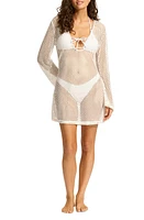 Seafolly Mesh Effect Long Sleeve Cover-Up Dress at Nordstrom,