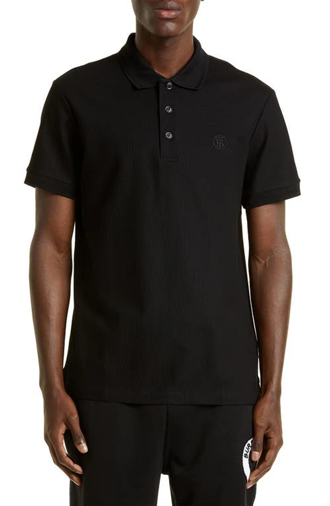 burberry Men's Eddie TB Monogram Cotton Polo Black at Nordstrom,