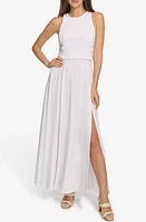 DKNY Ruched Mesh Trim Sleeveless Maxi Dress at Nordstrom,