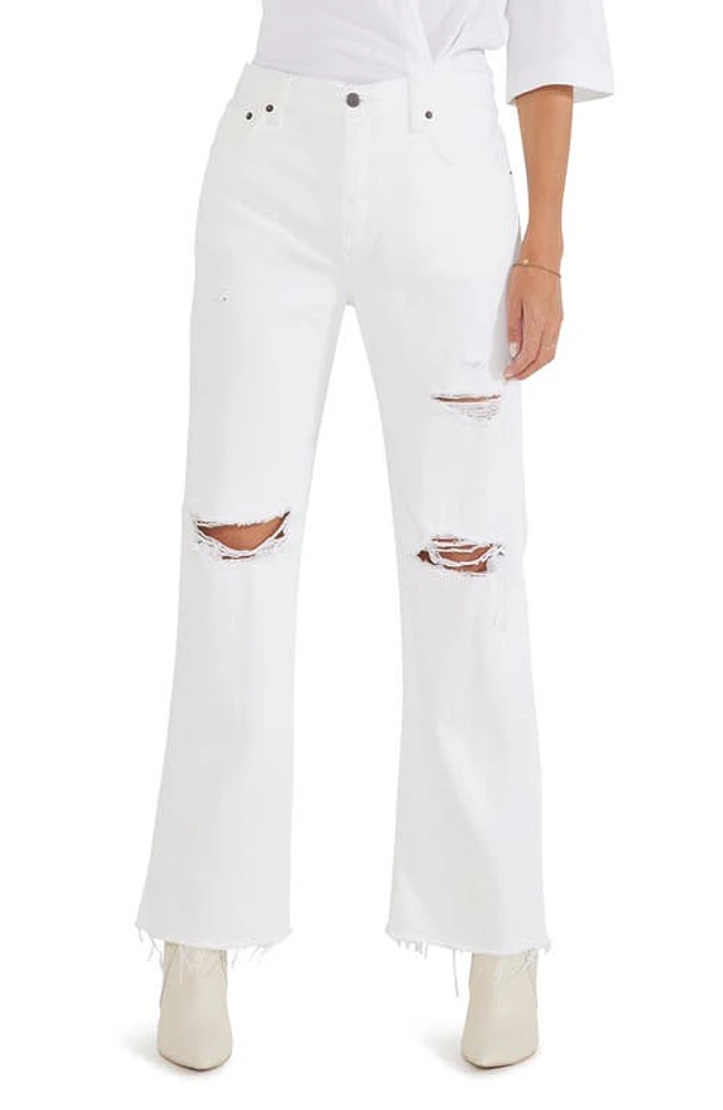 ÉTICA Amis Relaxed Raw Hem Mid Rise Bootcut Jeans Vintage White at Nordstrom,