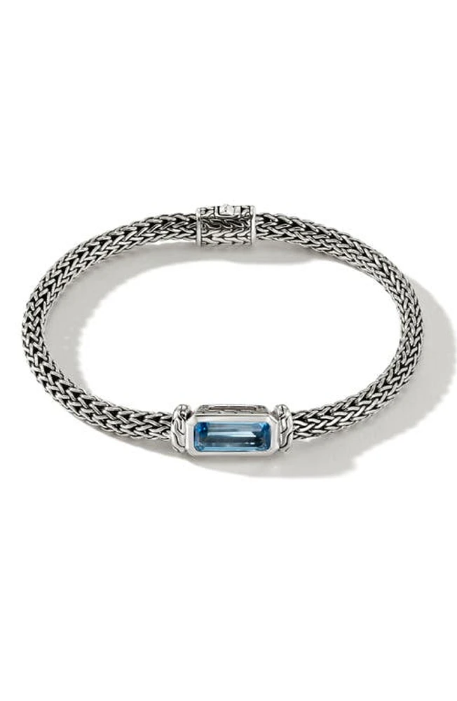 John Hardy Classic Chain Aquamarine Station Bracelet in Blue at Nordstrom, Size Medium