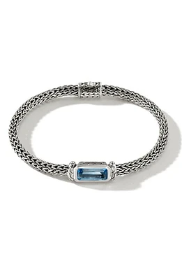 John Hardy Classic Chain Aquamarine Station Bracelet in Blue at Nordstrom, Size Medium