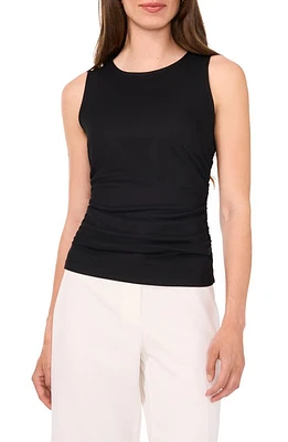 halogen(r) Side Ruched Tank Toip Rich Black at Nordstrom,