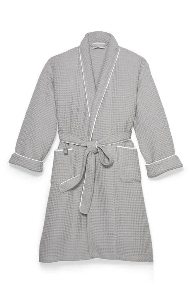 Boll & Branch Organic Cotton Waffle Robe in Pewter/White at Nordstrom