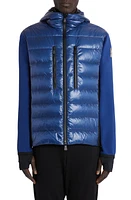 Moncler Grenoble Quilted Hooded Down & Jersey Cardigan in Blue at Nordstrom, Size X-Large