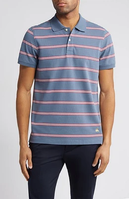 Brooks Brothers Slim Fit Stripe Piqué Polo Blue Multi at Nordstrom,