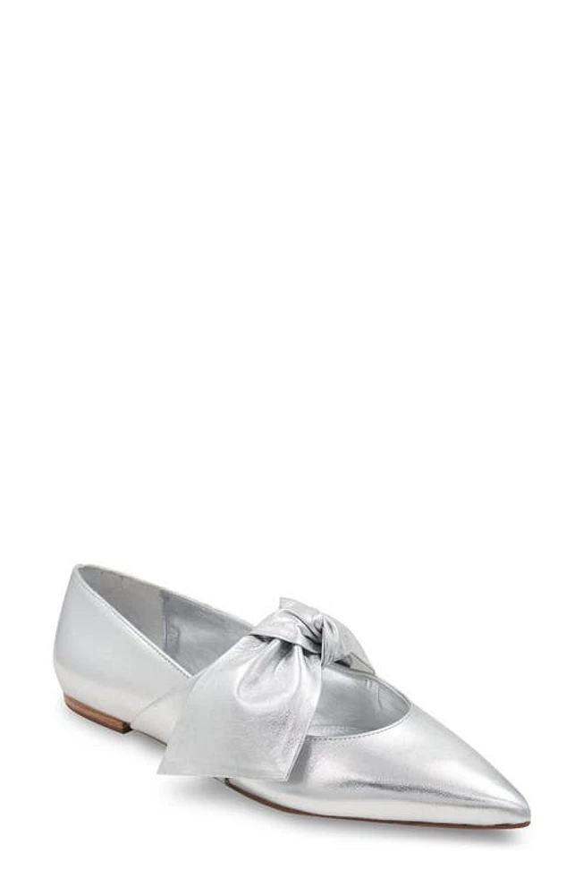 bcbg Prely Pointed Toe Flat Silver at Nordstrom,