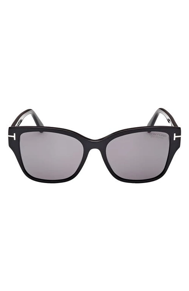 TOM FORD Elsa 55mm Polarized Butterfly Sunglasses in Shiny Black /Smoke at Nordstrom