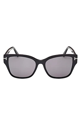 TOM FORD Elsa 55mm Polarized Butterfly Sunglasses in Shiny Black /Smoke at Nordstrom