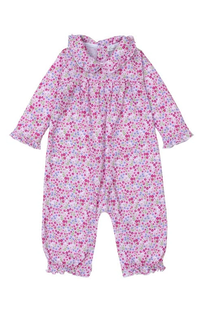 Kissy Floral Ruffle Pima Cotton Romper Pink at Nordstrom,