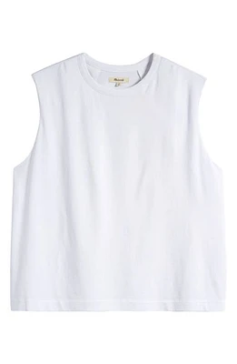 Madewell Structured Shoulder Pad Muscle Tee Eyelet White at Nordstrom,