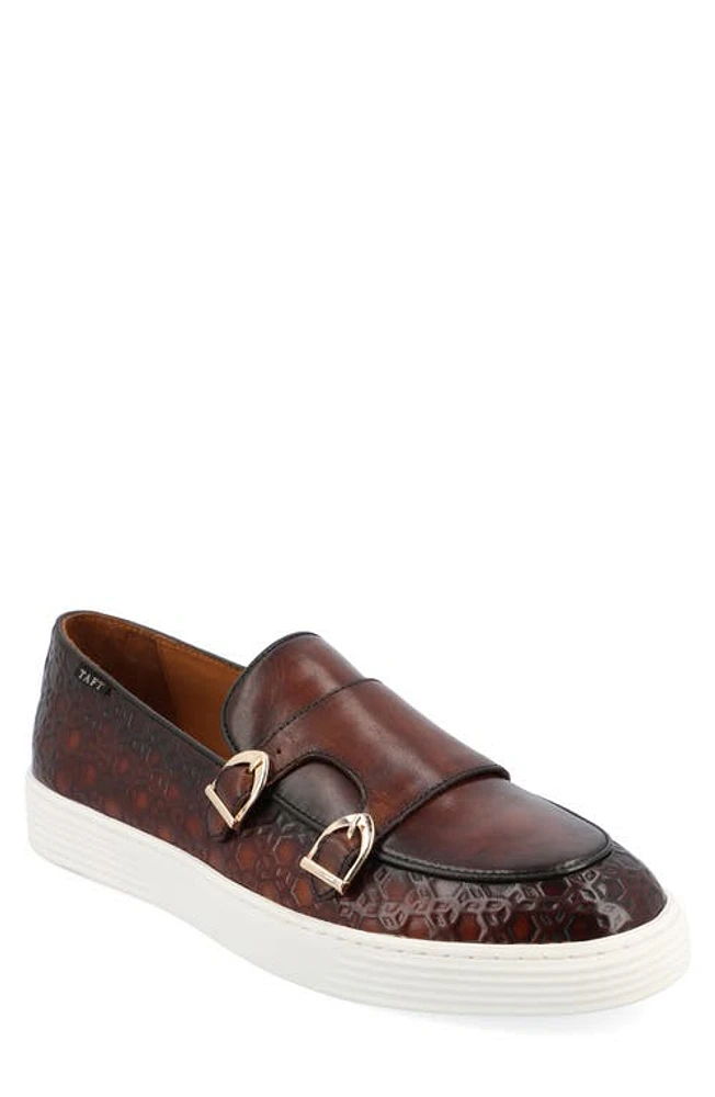 TAFT 365 Leather Double Monk Strap Loafer Chocolate at Nordstrom,