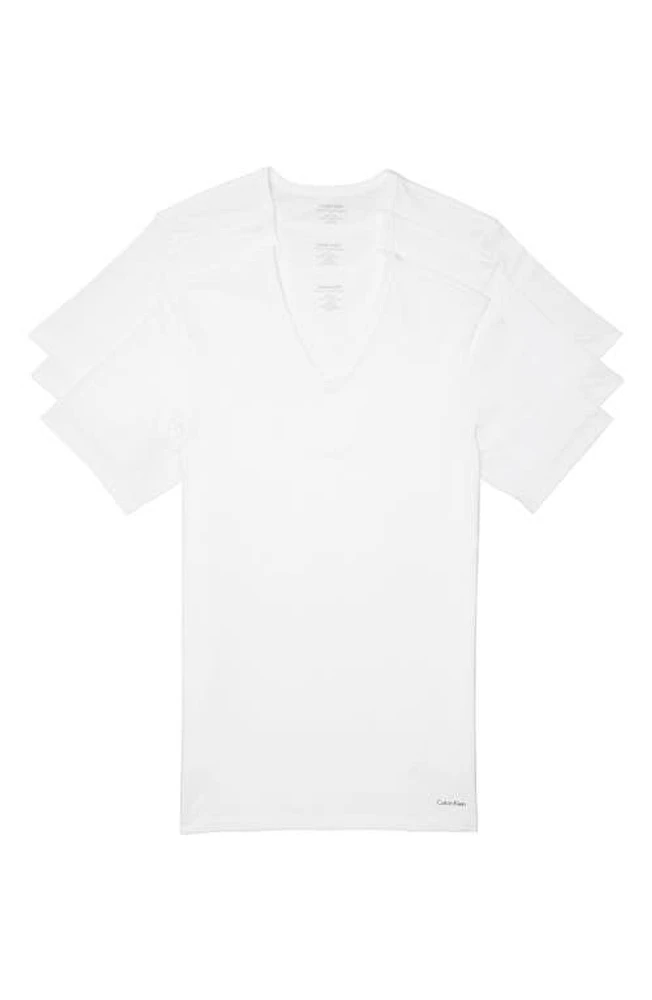 Calvin Klein 3-Pack Slim Fit Cotton V-Neck T-Shirt White at Nordstrom,