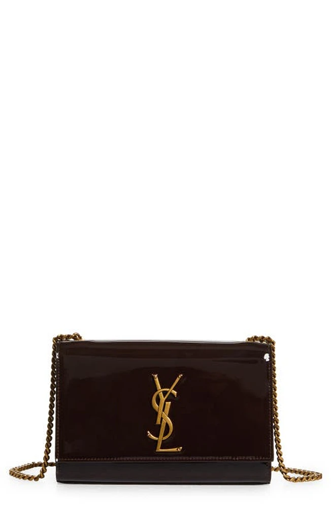 Saint Laurent Small Kate Patent Leather Crossbody Bag in Spicy Chocolate at Nordstrom