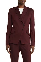 BOSS Jatawa Asymmetric Twill Blazer in Maroon Twill Fantasy at Nordstrom, Size 2