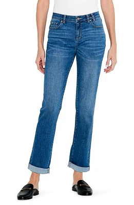 NIC+ZOE Cuffed High Waist Straight Leg Girlfriend Jeans at Nordstrom,