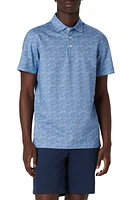 Bugatchi Victor OoohCotton Leaf Print Polo Air Blue at Nordstrom,