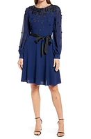 Shani Floral Embellished Long Sleeve Dress Blue at Nordstrom,